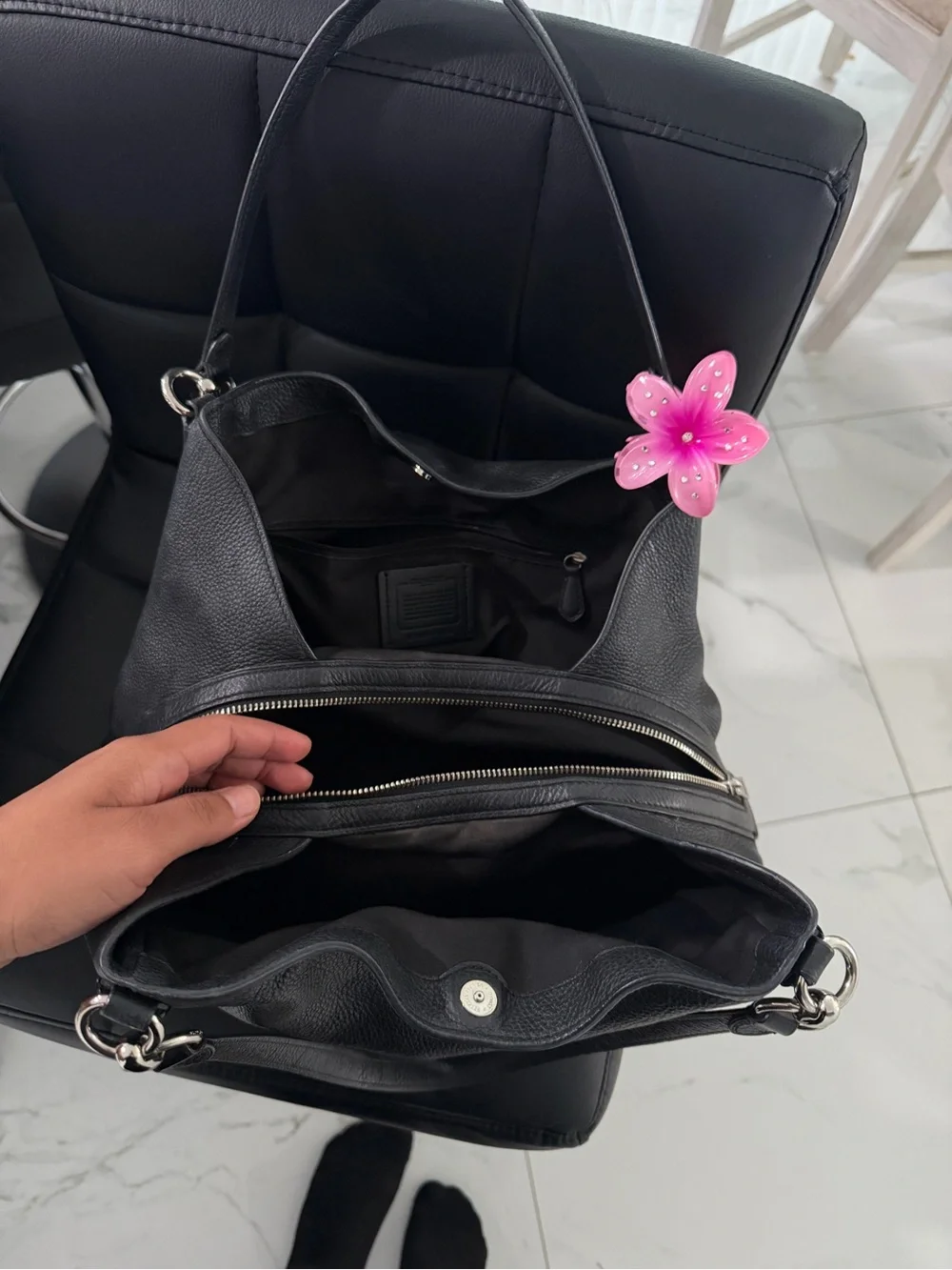 Coach Black Leather Shoulder Bag